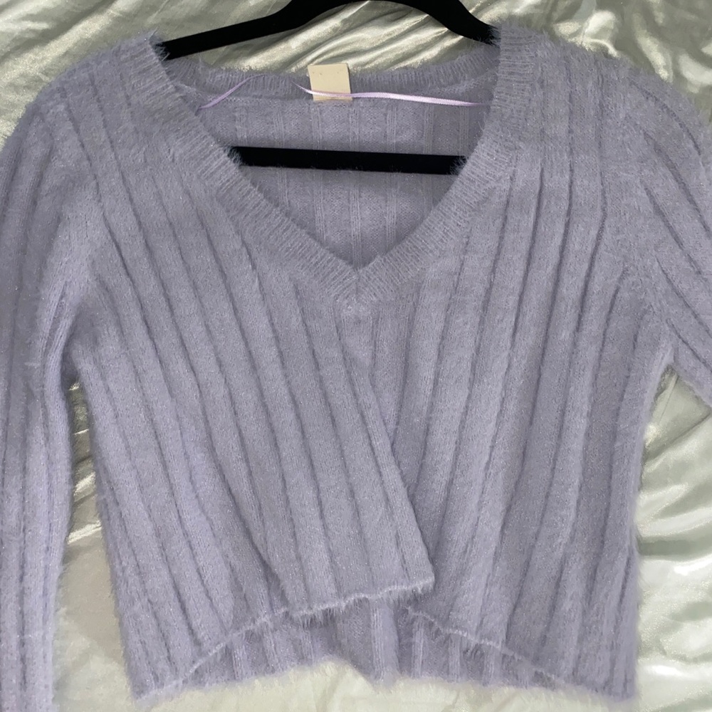 Urban lavender fuzzy cropped sweater